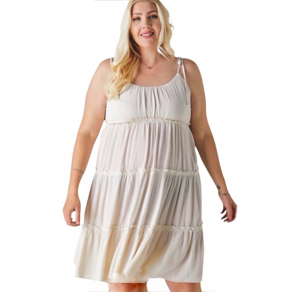 Davi & Dani Beige Ruffled Tiered Mini Dress - Picture 3 of 11
